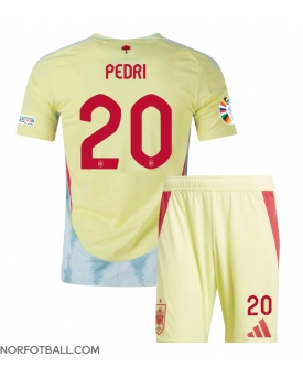 Billige Fotballdrakt Spania Pedri Gonzalez #20 Replika Bortedraktsett Barn EM 2024 Kortermet (med bukser)